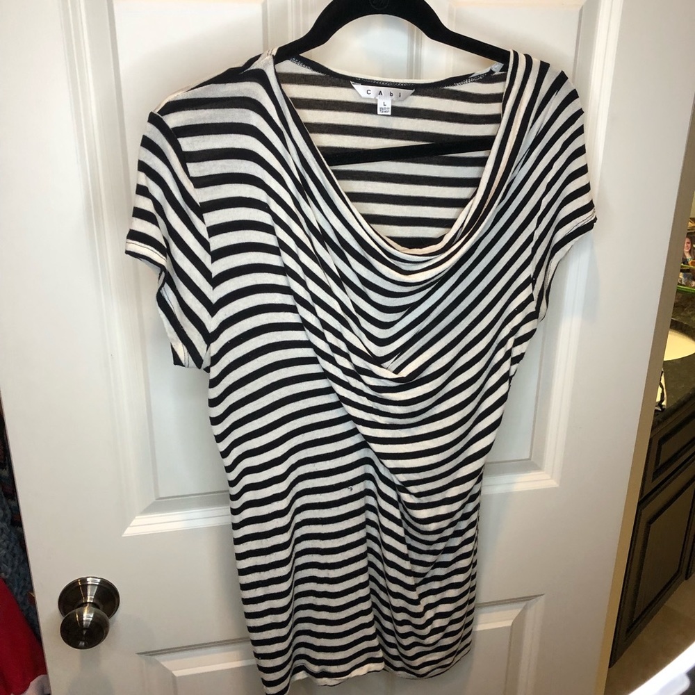 CAbi #312 large black and white striped top